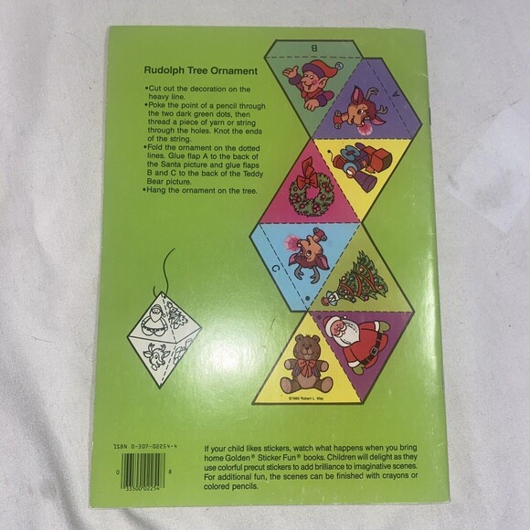 Vintage Christmas Sticker Fun Book Rudolph the Red Nosed Reindeer 1989 Golden - Picture 11 of 12